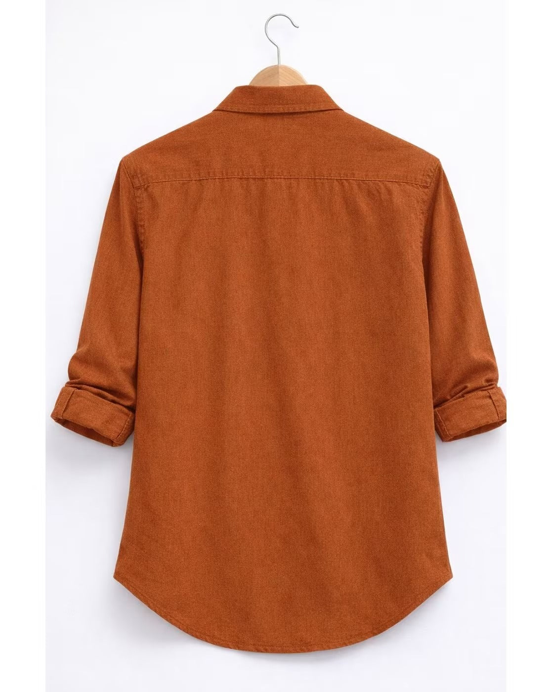 Weartox Men's Premium Rust Orange Casual Full Sleeve Cotton Shirt