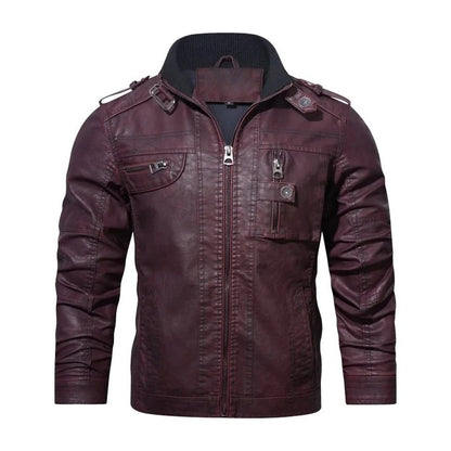 🧥 Premium Men's Black Leather Biker Jacket