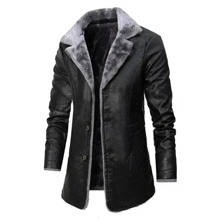 Men’s Brown Faux Leather Shearling Winter Coat 🧥