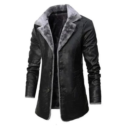 Men’s Brown Faux Leather Shearling Winter Coat 🧥