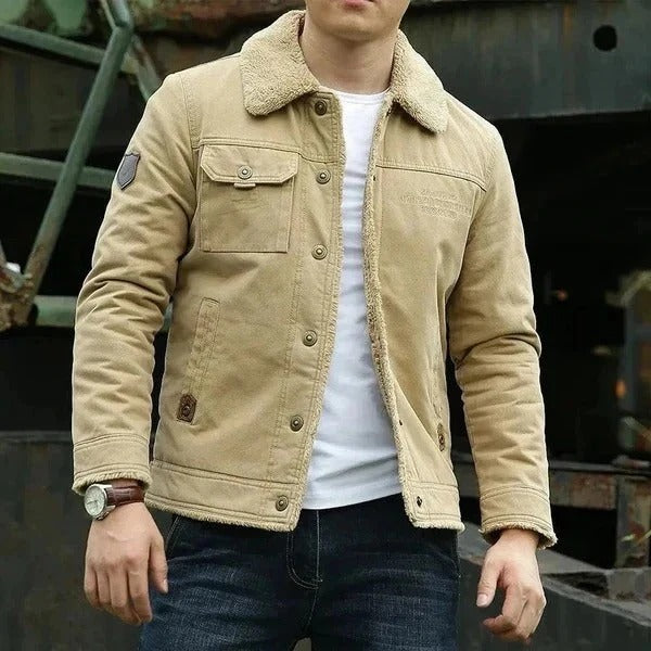 Men’s Olive Green Sherpa-Lined Jacket