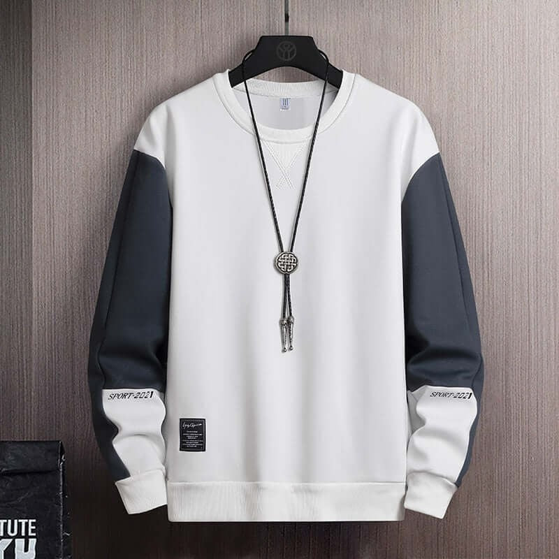 Men's Contrast Sleeve Crew Neck Sweatshirt