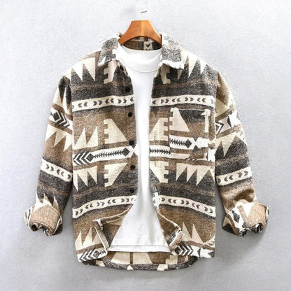 🧥 Premium Men's Aztec Pattern Wool Blend Jacket