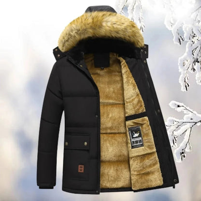 🧥 Premium Men's Fleece-Lined Hooded Winter Jacket