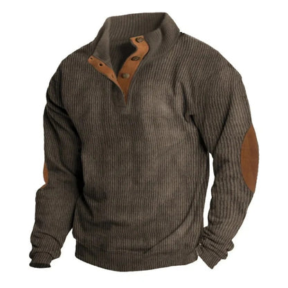 Cloxis Men's Ribbed Quarter-Zip Sweater – Brown Casual Winter Pullover