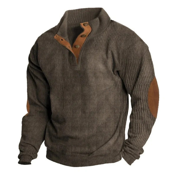 Cloxis Men's Ribbed Quarter-Zip Sweater – Brown Casual Winter Pullover