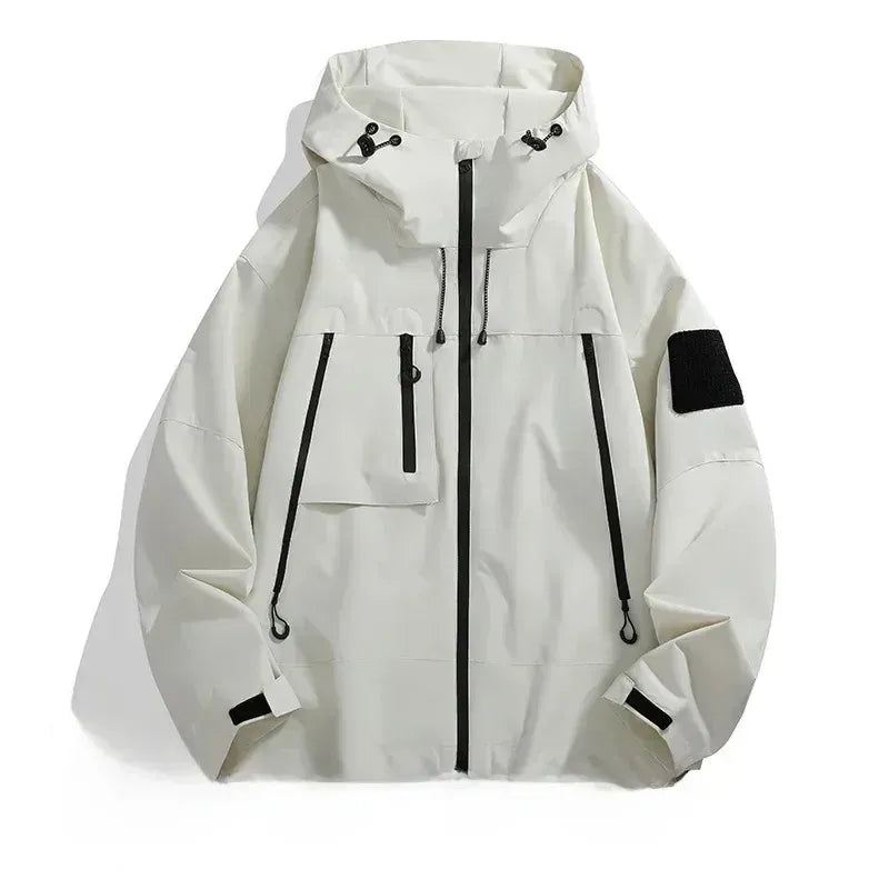 Men’s White Hooded Windproof Winter Jacket