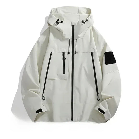 Men’s White Hooded Windproof Winter Jacket