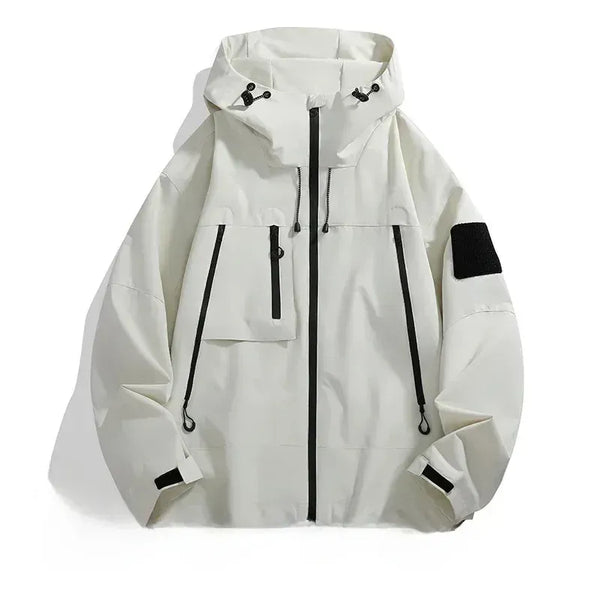 Men’s White Hooded Windproof Winter Jacket