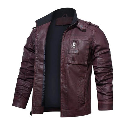 🧥 Premium Men's Black Leather Biker Jacket