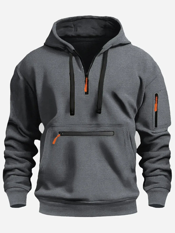 Cloxis Men's Fleece Pullover Hoodie – Grey Outdoor Winter Sweatshirt