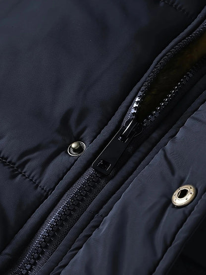 🧥 Premium Men's Fleece-Lined Fur Hood Winter Jacket