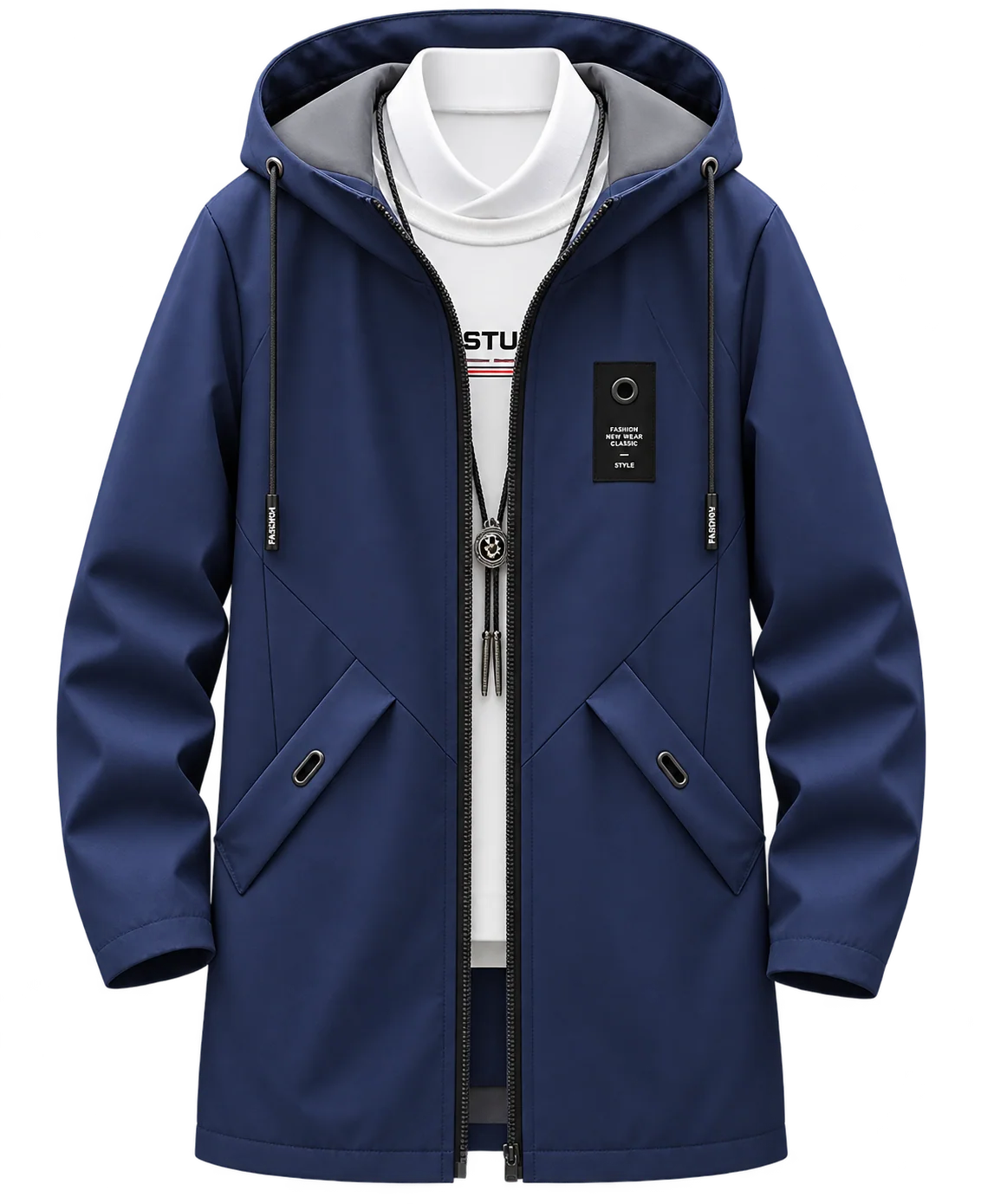 Men’s Navy Blue Hooded Winter Jacket 🧥