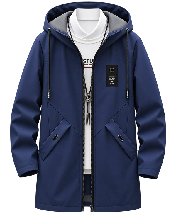 Men’s Navy Blue Hooded Winter Jacket 🧥