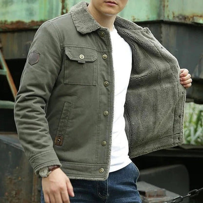 Men’s Olive Green Sherpa-Lined Jacket
