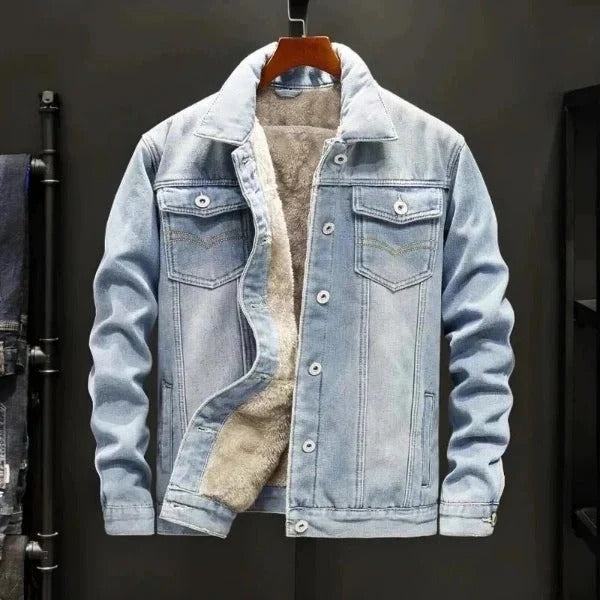 🧥 Premium Men's Sherpa-Lined Denim Jacket