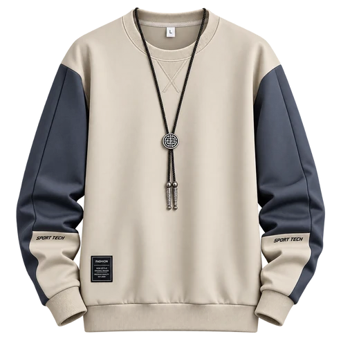 Men's Contrast Sleeve Crew Neck Sweatshirt