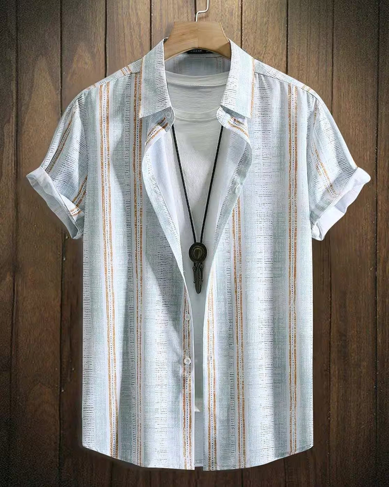 Weartox Men's Premium Vertical Stripe Casual Half Sleeve Shirt
