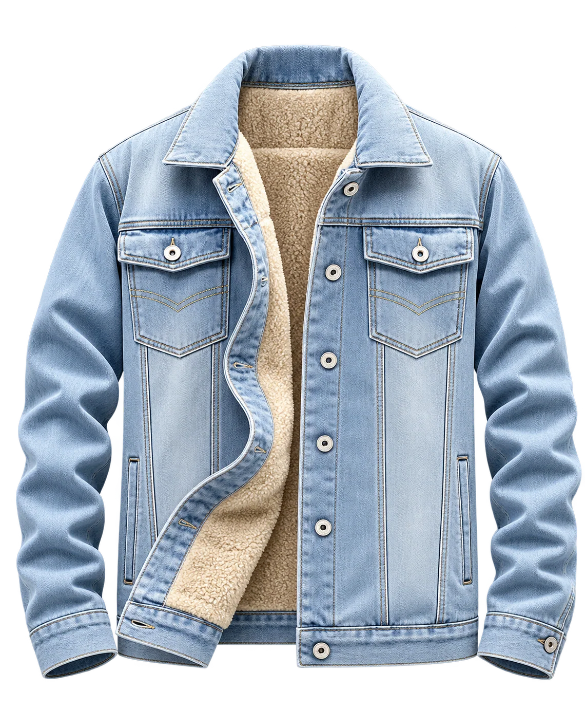 🧥 Premium Men's Sherpa-Lined Denim Jacket