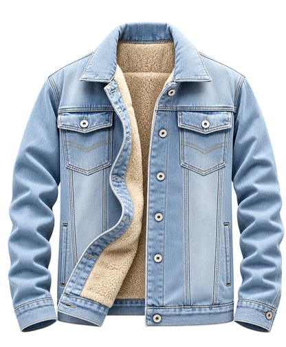 🧥 Premium Men's Sherpa-Lined Denim Jacket