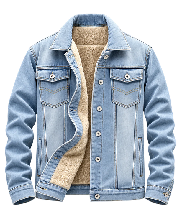 🧥 Premium Men's Sherpa-Lined Denim Jacket