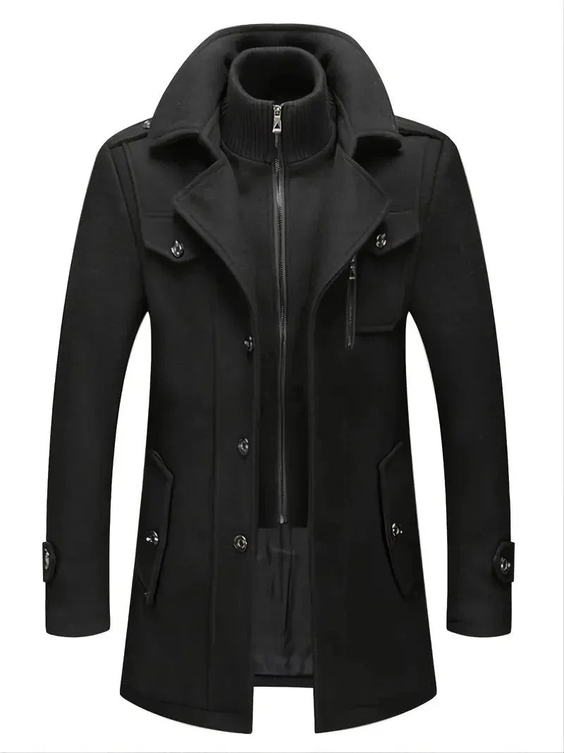 Men’s Black Long Winter Coat 🧥