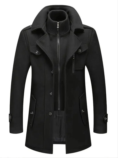Men’s Black Long Winter Coat 🧥