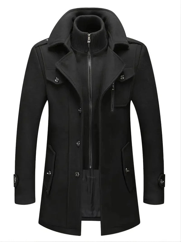 Men’s Black Long Winter Coat 🧥