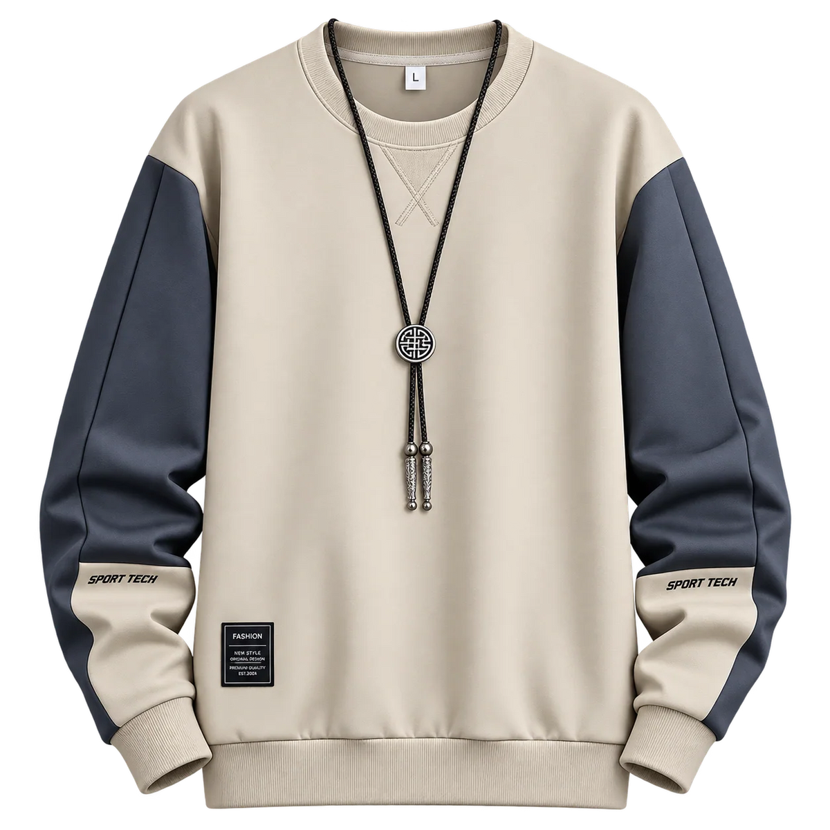 Men's Contrast Sleeve Crew Neck Sweatshirt