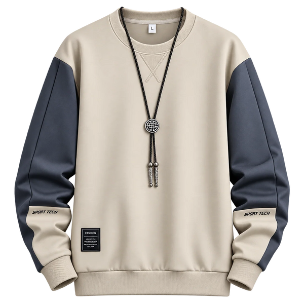 Men's Contrast Sleeve Crew Neck Sweatshirt