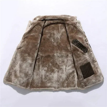 Men’s Brown Faux Leather Shearling Winter Coat 🧥