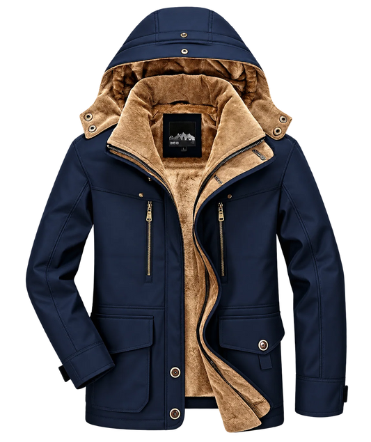 🧥 Premium Men's Fleece-Lined Hooded Winter Jacket