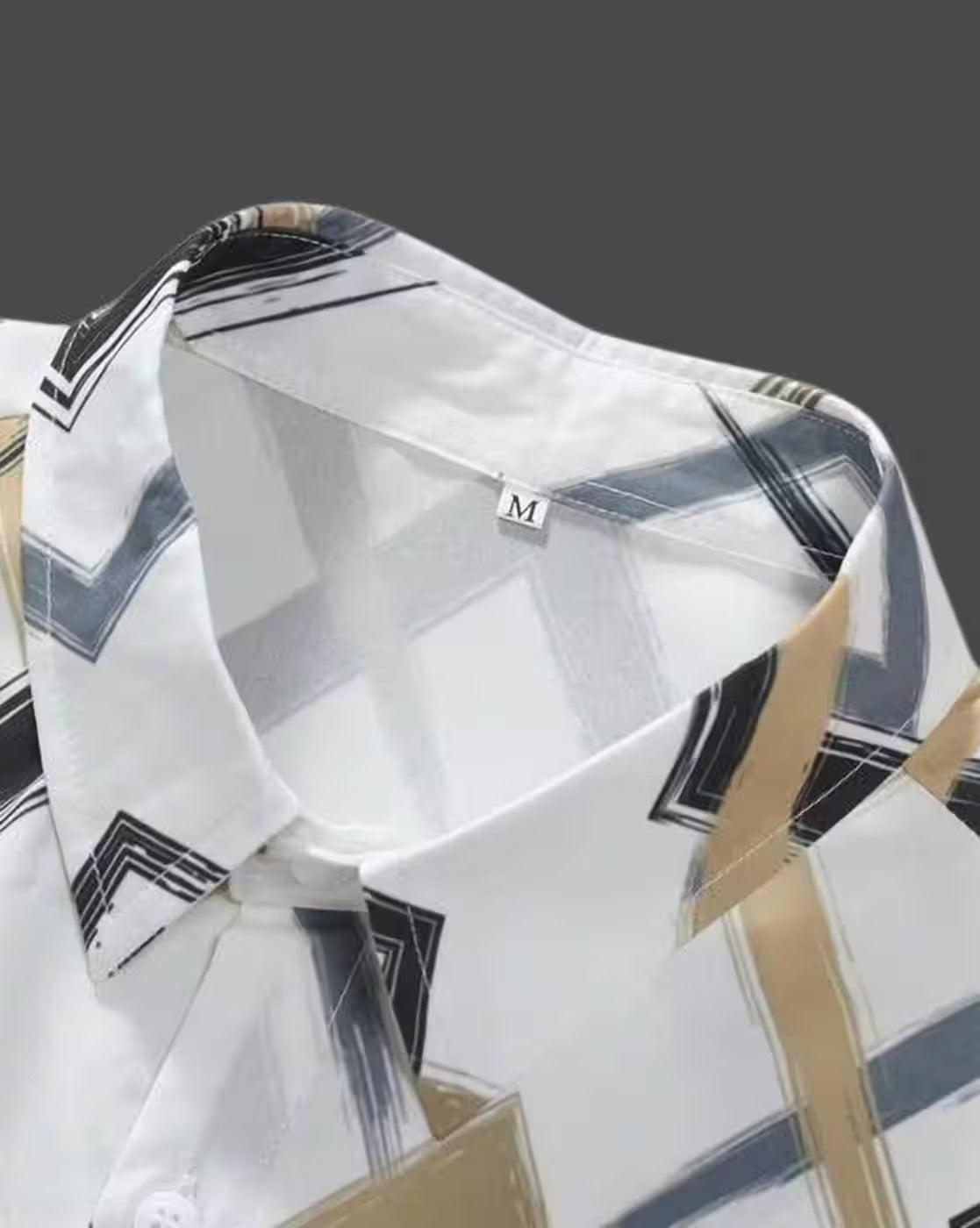 Weartox Men's Premium White Geometric Print Casual Half Sleeve Shirt