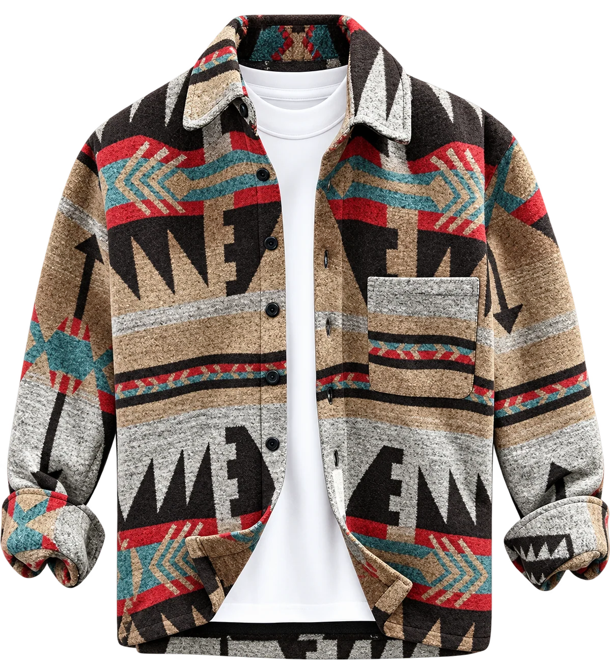 🧥 Premium Men's Aztec Pattern Wool Blend Jacket