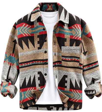 🧥 Premium Men's Aztec Pattern Wool Blend Jacket