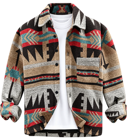 🧥 Premium Men's Aztec Pattern Wool Blend Jacket