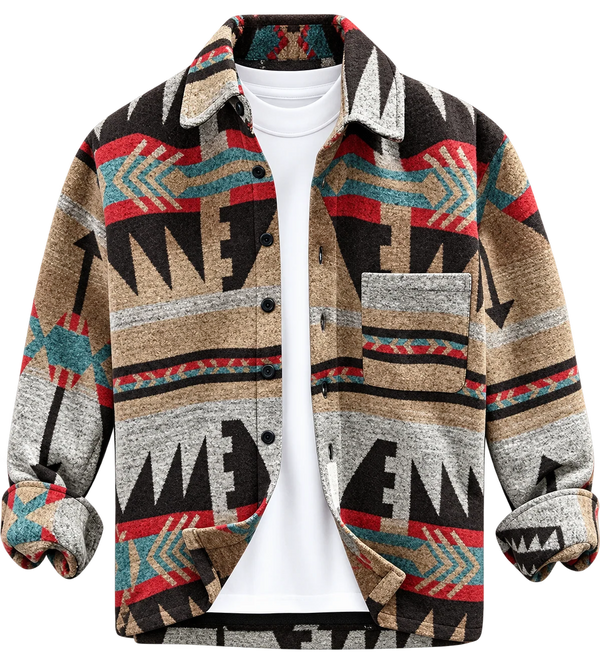 🧥 Premium Men's Aztec Pattern Wool Blend Jacket