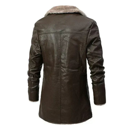 Men’s Brown Faux Leather Shearling Winter Coat 🧥