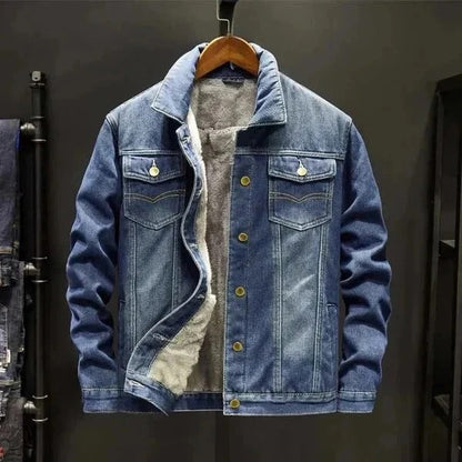 🧥 Premium Men's Sherpa-Lined Denim Jacket
