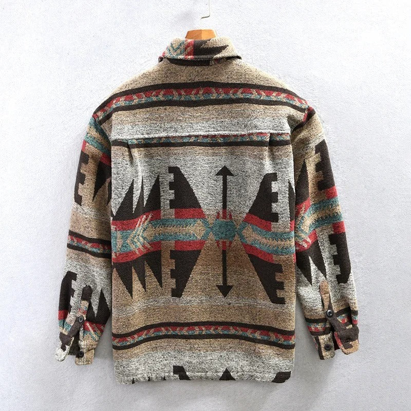 🧥 Premium Men's Aztec Pattern Wool Blend Jacket