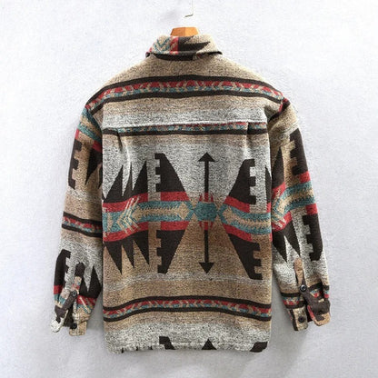 🧥 Premium Men's Aztec Pattern Wool Blend Jacket