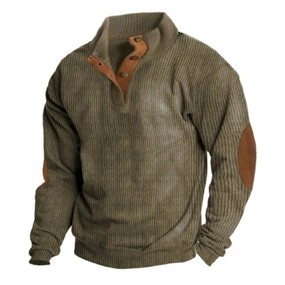 Cloxis Men's Ribbed Quarter-Zip Sweater – Brown Casual Winter Pullover