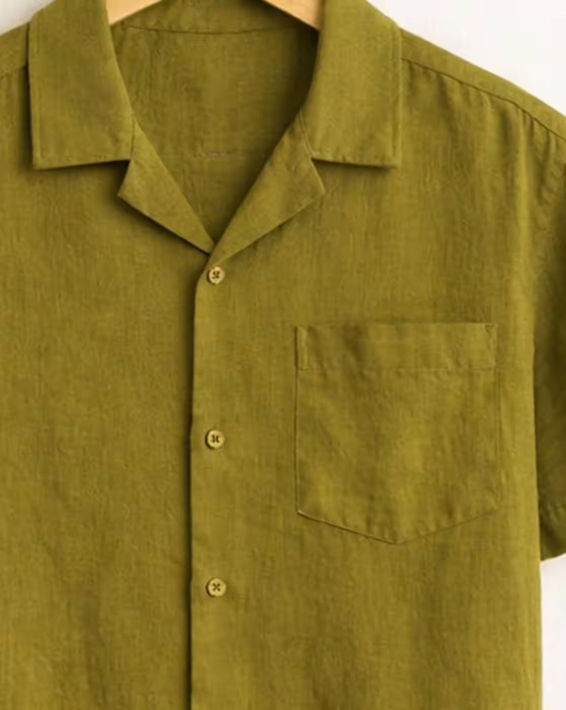 Weartox Men's Olive Green Cuban Collar Casual Half Sleeve Shirt