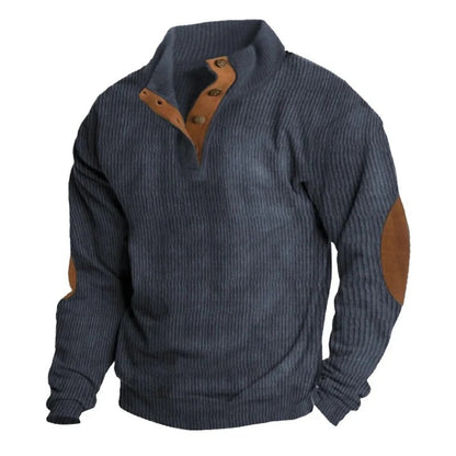 Cloxis Men's Ribbed Quarter-Zip Sweater – Brown Casual Winter Pullover