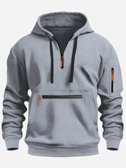 Cloxis Men's Fleece Pullover Hoodie – Grey Outdoor Winter Sweatshirt