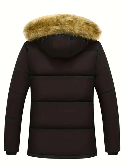 🧥 Premium Men's Fleece-Lined Fur Hood Winter Jacket