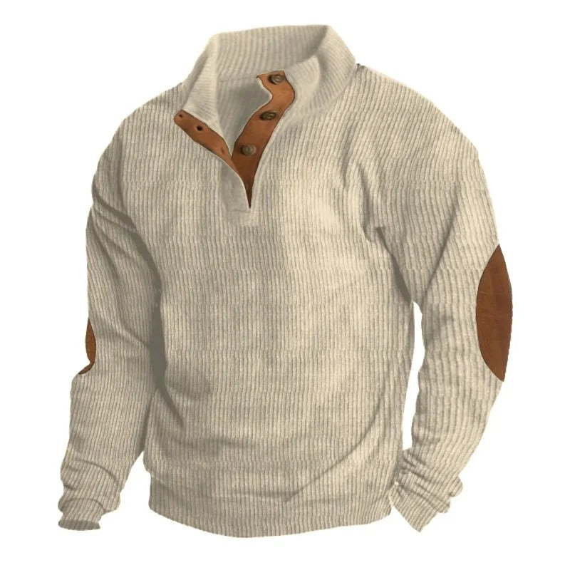 Cloxis Men's Ribbed Quarter-Zip Sweater – Brown Casual Winter Pullover