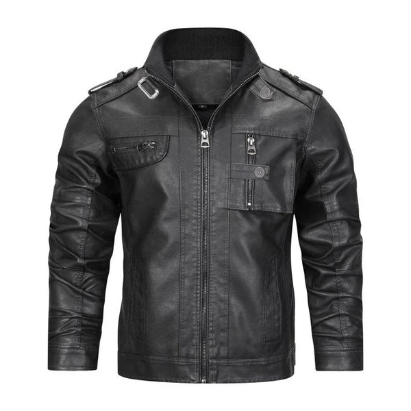 🧥 Premium Men's Black Leather Biker Jacket