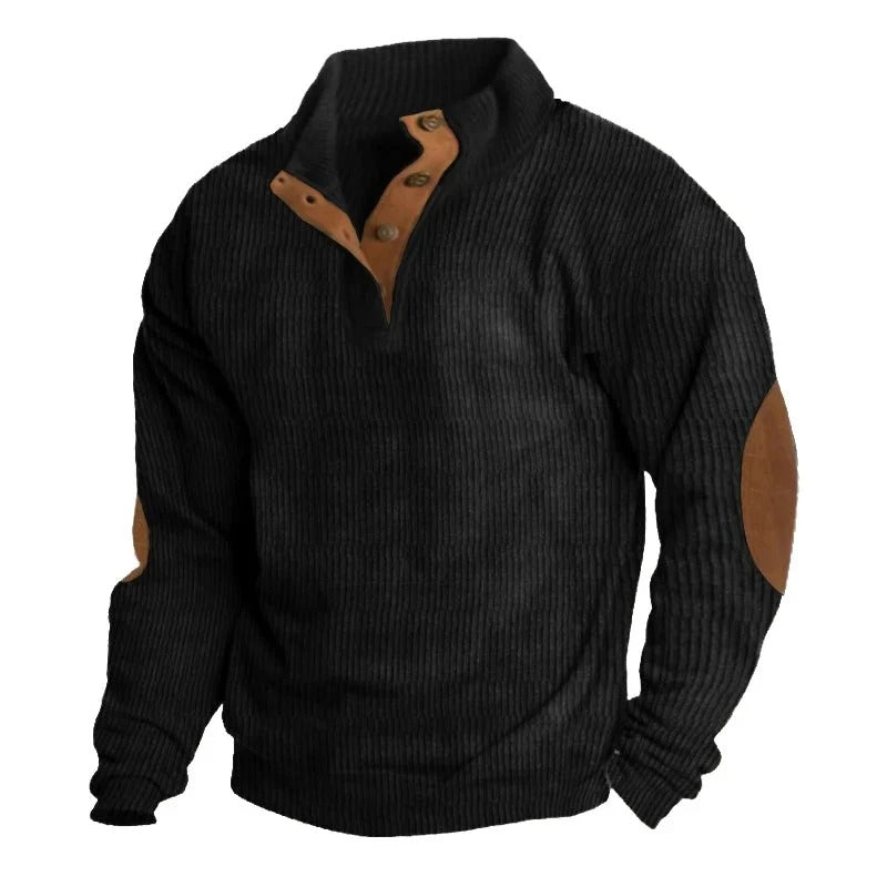 Cloxis Men's Ribbed Quarter-Zip Sweater – Brown Casual Winter Pullover