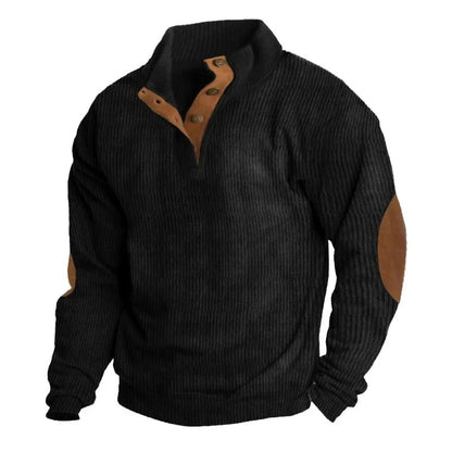 Cloxis Men's Ribbed Quarter-Zip Sweater – Brown Casual Winter Pullover